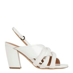 Dries Van Noten ivory leather square-toe sandals with 90mm block heel
